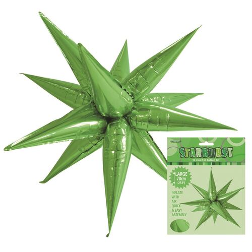 starburst foil balloon, lime green starburst balloon 70cm, glitz starburst balloon 70cm, lime party balloons, helium foil balloon 70cm, self-sealing party balloon, reusable foil balloon, vibrant lime decoration, birthday party balloon, metallic green balloon, event decoration, garden party balloons, festive balloons, lime green décor.