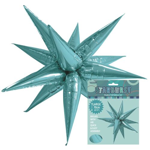 starburst foil balloon, Caribbean teal starburst balloon 70cm, glitz starburst balloon 70cm, tropical party balloon, teal foil balloon 70cm, beach party decoration, summer event balloon, self-sealing foil balloon, reusable party balloon, event décor balloon, birthday party balloon, metallic teal balloon, festive foil balloon, tropical celebration décor.