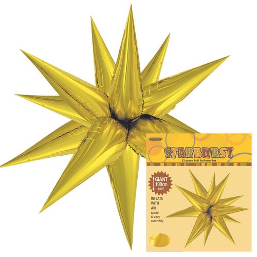 starburst foil balloon, gold starburst balloon 100cm, glitz starburst balloon 100cm, luxury foil balloon 100cm, wedding décor balloon, anniversary celebration balloon, milestone party balloon, metallic gold balloon, self-sealing foil balloon, reusable party balloon, formal event decoration, gold foil balloon, event décor balloon.
