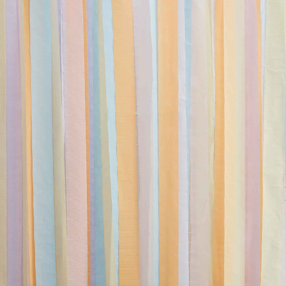 Ginger Ray pastel backdrop, large streamer backdrop, multicoloured party backdrop, pastel event decorations, 100m streamer backdrop, pastel party streamers, pink and yellow streamers, lilac and blue streamers, peach paper streamers, event backdrop decorations, party streamers for birthdays, Ginger Ray party supplies, baby shower backdrop, pastel wedding decorations, multicoloured streamers Australia, glue dot assembly backdrop, pastel photo backdrop, versatile party backdrop, party supplies Australia, Ginge