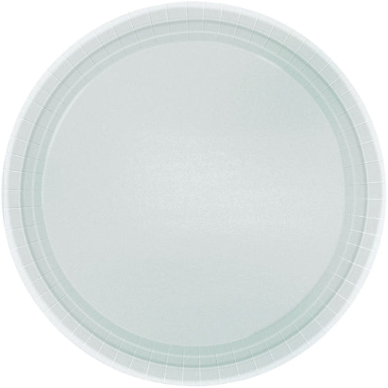 silver paper plates, round party plates, Amscan silver plates, 17cm paper plates, disposable plates, elegant party tableware, silver tableware, small paper plates
