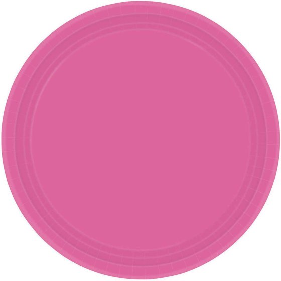 Bright Pink Round Paper Amscan Plates | 20 Pack (23cm & 17cm)