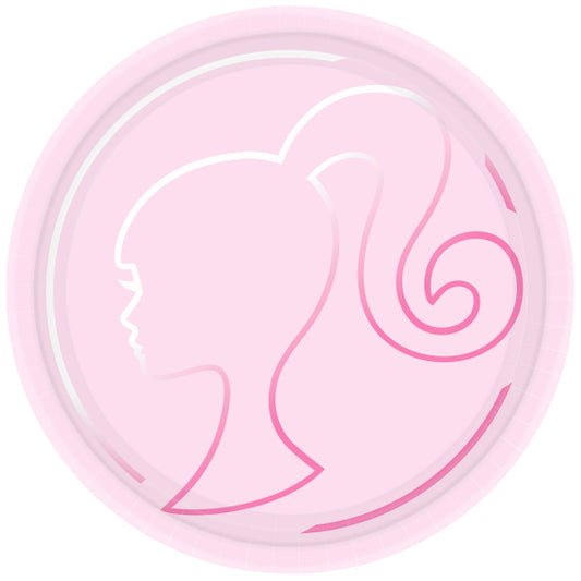 Barbie paper plates, Barbie birthday party supplies, Barbie theme tableware, 23cm Barbie plates, round Barbie plates, kids Barbie party decorations, Barbie silhouette design plates, Barbie snack plates, Barbie dessert plates, Barbie cake plates, disposable Barbie plates, Barbie plates for girls, Barbie partyware, Barbie party essentials, Barbie party products, Barbie paper tableware, Brisbane Barbie party, Gold Coast Barbie supplies, Barbie party items QLD, Barbie party ideas Australia