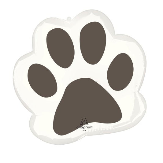 Paw print foil balloon, 58cm x 55cm party balloon, self-sealing foil balloon, pet-themed party decoration, kids' party supplies, dog birthday balloon, cat party balloon, helium balloon, reusable foil balloon, Brisbane party decor, Queensland event supplies, animal-themed balloon, room decoration balloon, large foil balloon, paw print party supplies, balloon bouquet decoration, birthday party balloons, pet celebration decor, single foil balloon, helium balloon for kids' parties.