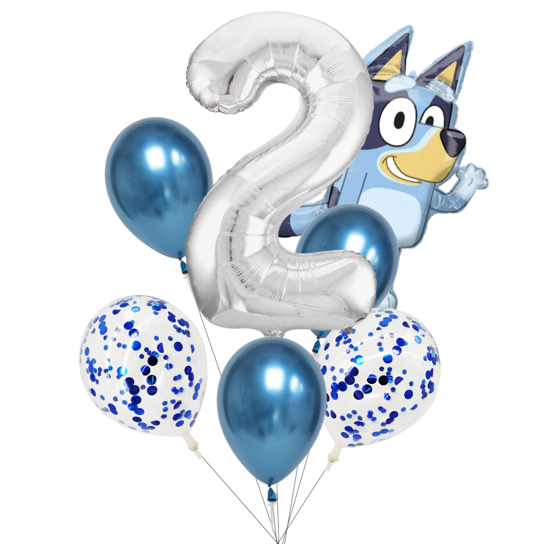 Bluey Balloon Party Bundle | Bluey Foil Balloon, Metallic & Confetti Balloons, Number Foil