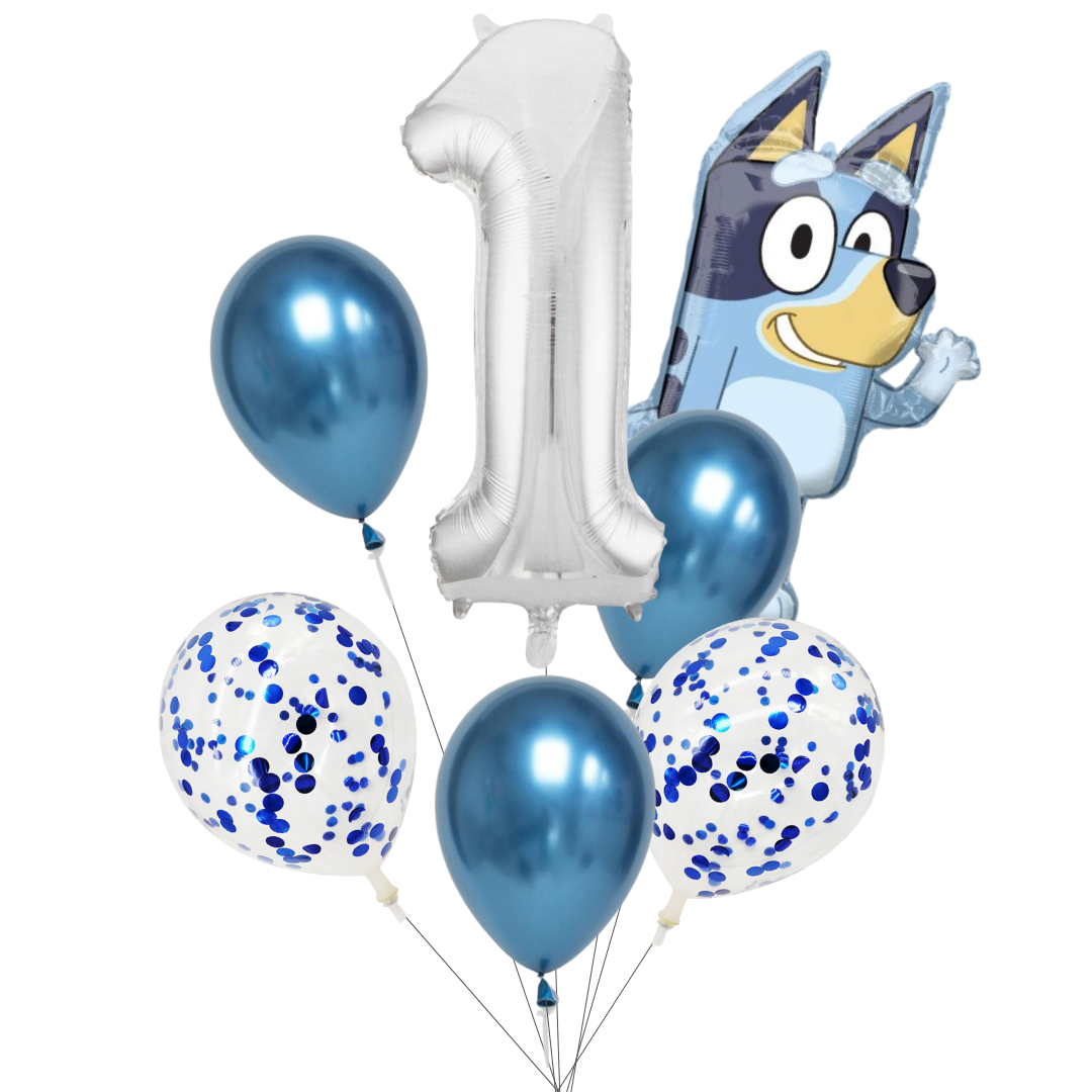 Bluey Balloon Party Bundle | Bluey Foil Balloon, Metallic & Confetti Balloons, Number Foil