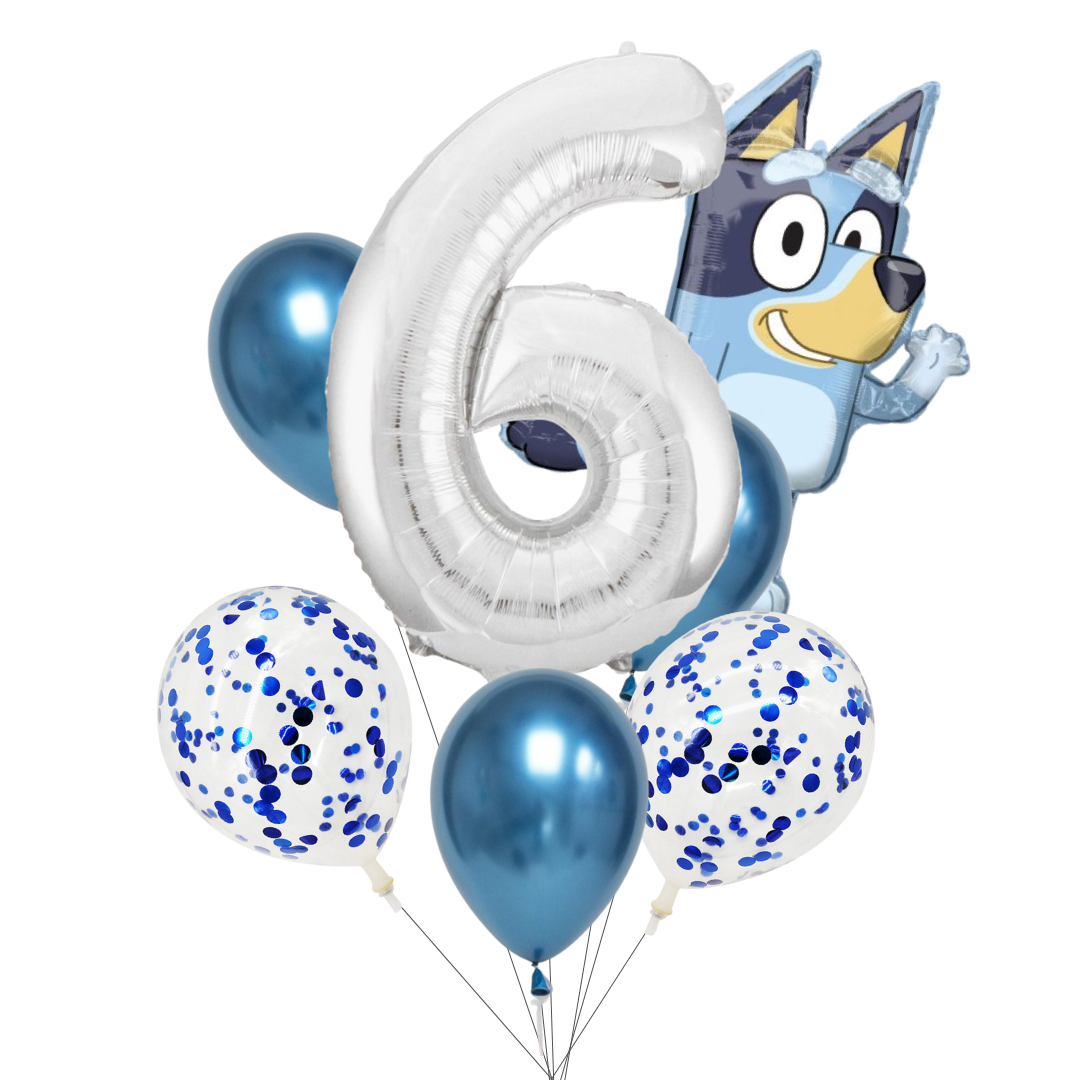 Bluey Balloon Party Bundle | Bluey Foil Balloon, Metallic & Confetti Balloons, Number Foil