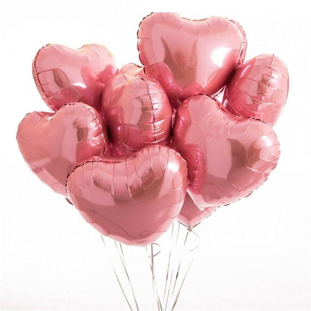 18 inches Purple and Blue Hearts Foil Balloons - Set of 10-Balloons-Decoren