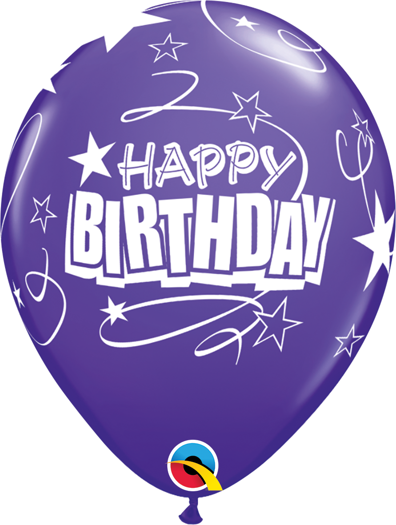 Latex Birthday Balloons - Stars and Loops Print