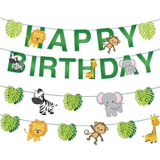 Jungle Themed Happy Birthday Banner