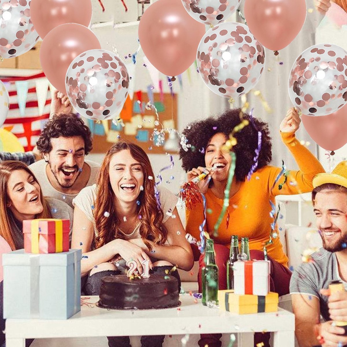 rose gold balloons, rose gold confetti balloons, metallic rose gold balloons, rose gold latex balloons, 12-inch rose gold balloons, rose gold party decorations, rose gold birthday balloons, rose gold baby shower balloons, rose gold wedding balloons, rose gold anniversary balloons, helium rose gold balloons, air-filled rose gold balloons, rose gold balloon bouquet, premium latex balloons, rose gold event decor
