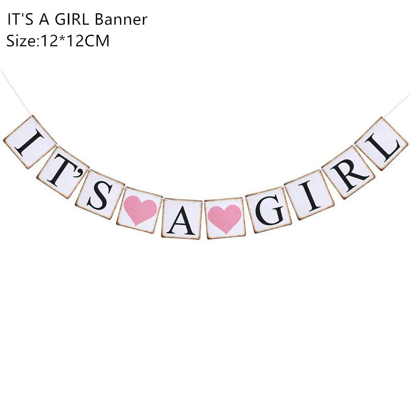 IT'S A GIRL Hard Card Stock Banner-Banner-Decoren