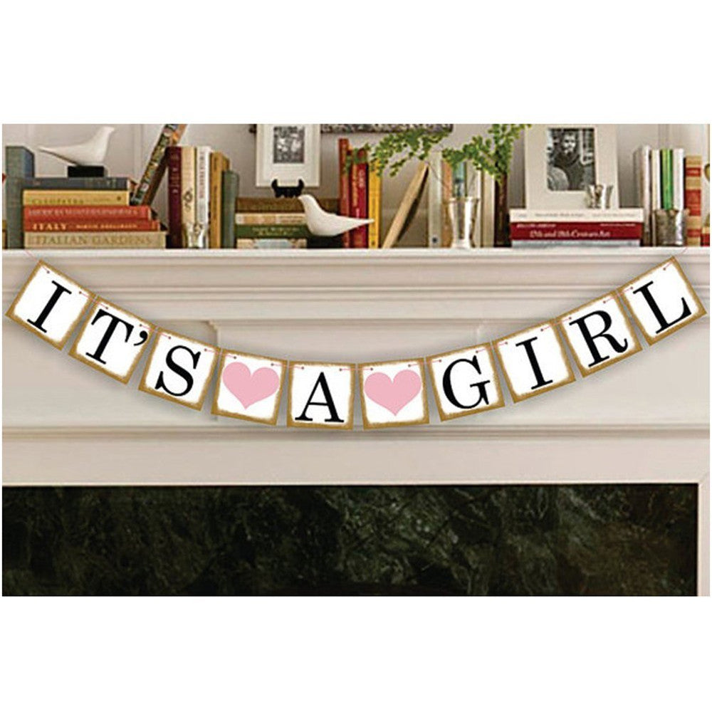 IT'S A GIRL Hard Card Stock Banner-Banner-Decoren
