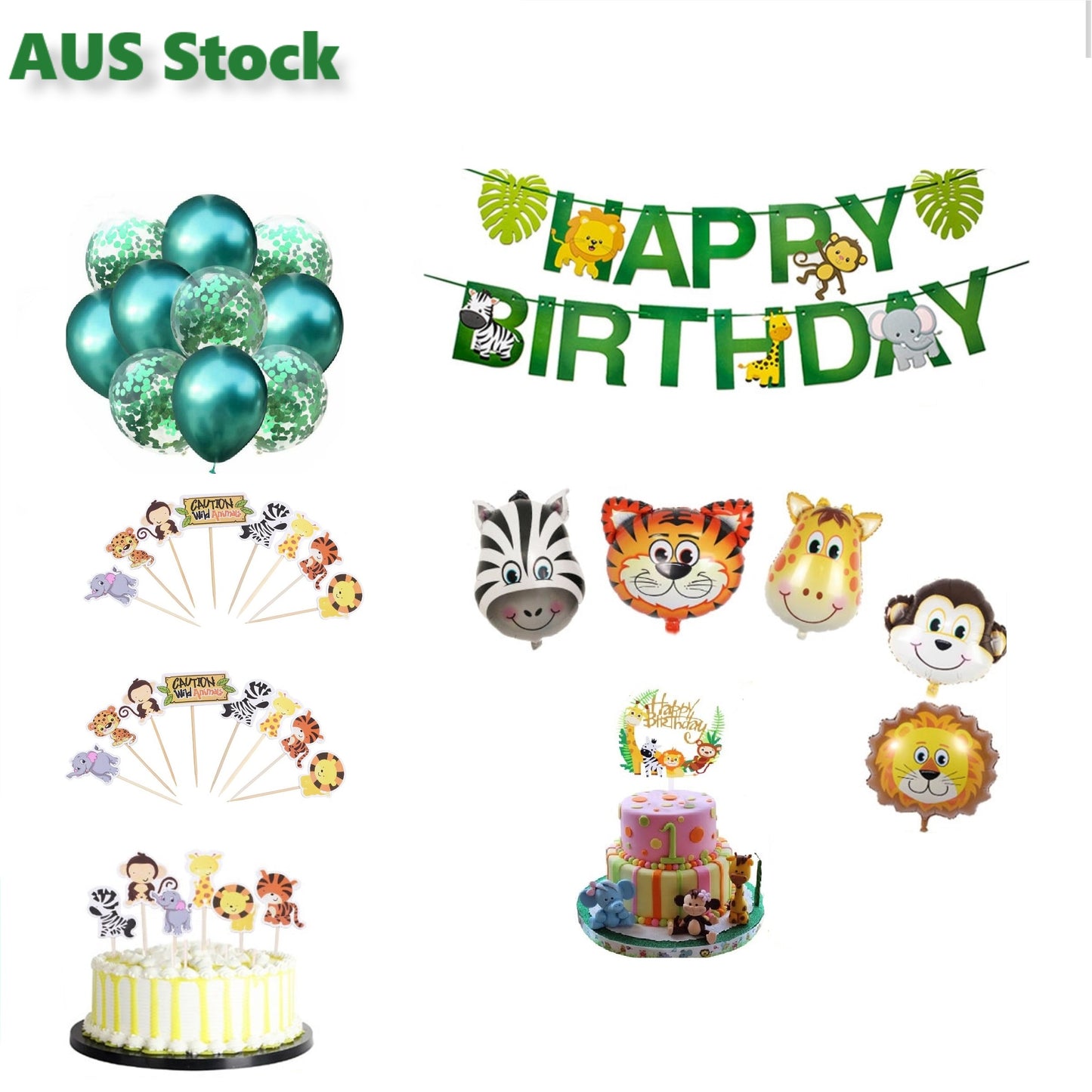 Jungle Theme Balloons and Banners Decoration Set
