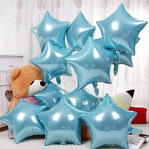 18 inches Blue Gold and White Star Foil Balloons - Set of 10-Balloons-Decoren