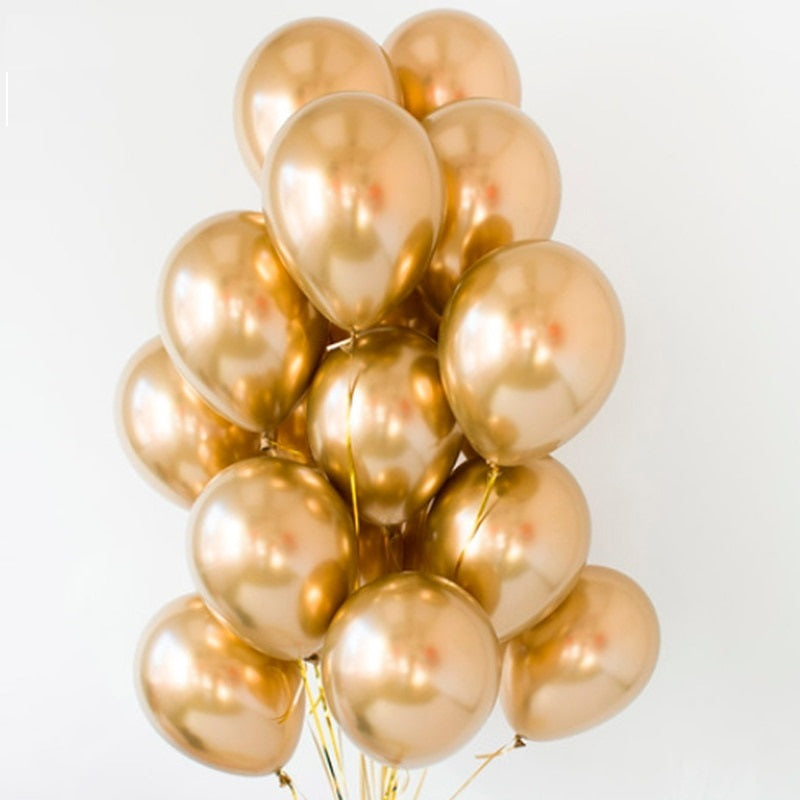 Metallic Gold Latex Balloons - Set of 10-Decoren