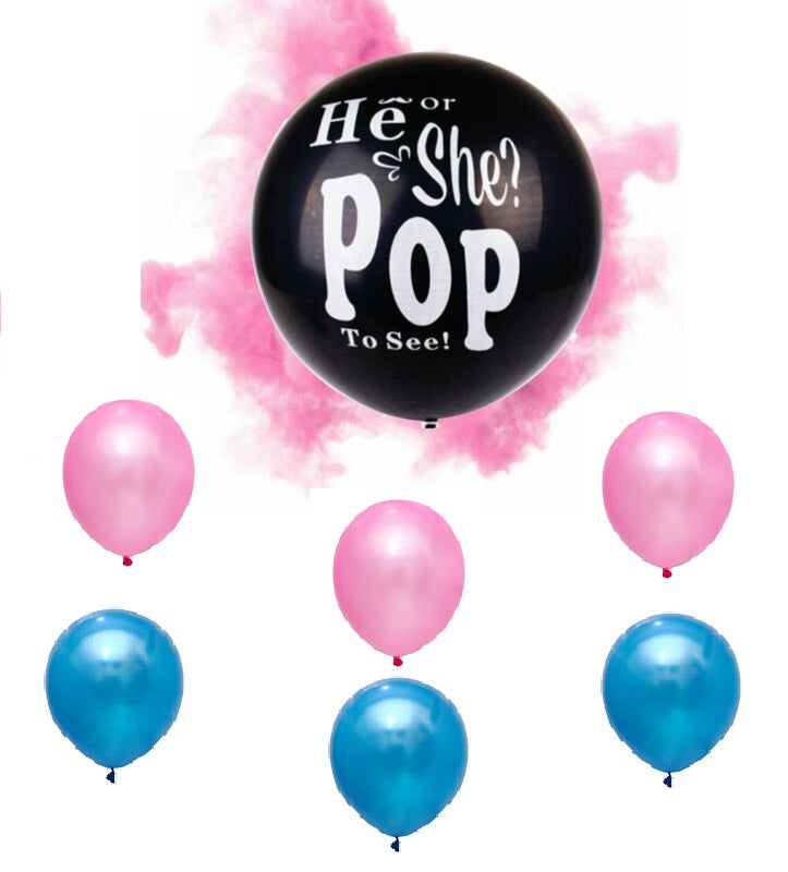 36 inches balloon with Blue/Pink balloons and Confetti set for Gender Reveal