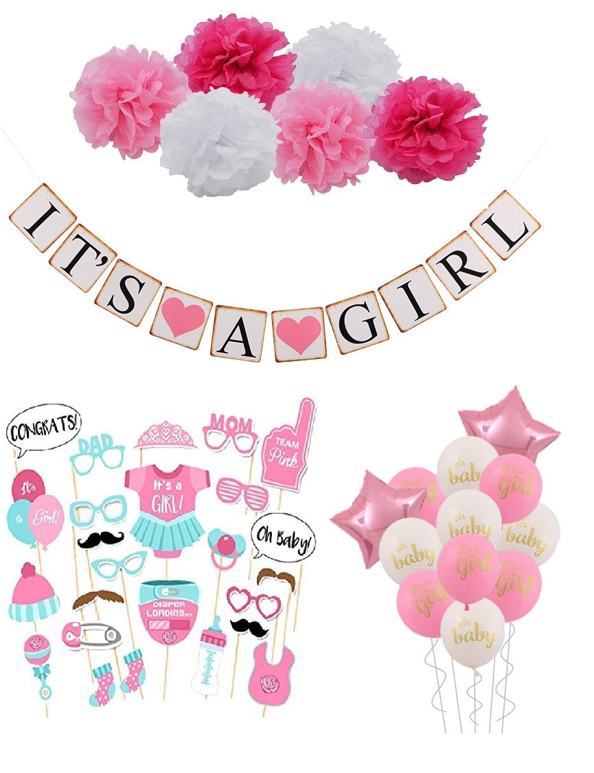 IT'S A Girl Balloons and Decoration Package-Baby Shower Balloons-Decoren