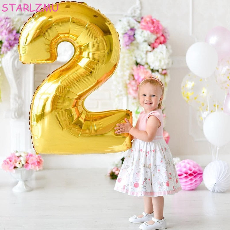 32 inches Number Foil Balloons - Gold-Decoren