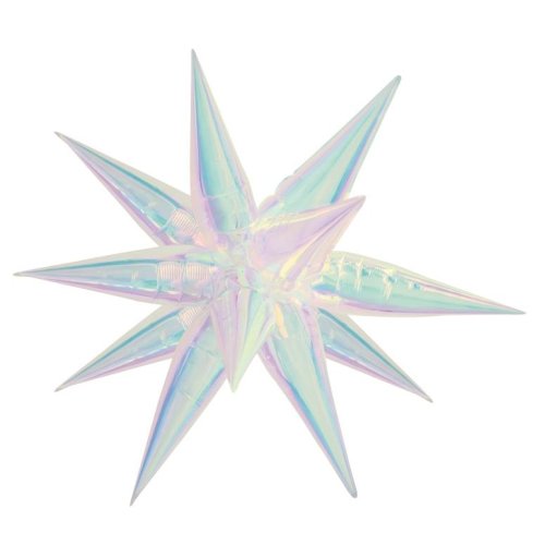 Iridescent star foil balloon, air-fill star balloon, multi-coloured foil balloon, birthday party balloon, festive balloon decoration, shimmering star-shaped balloon

