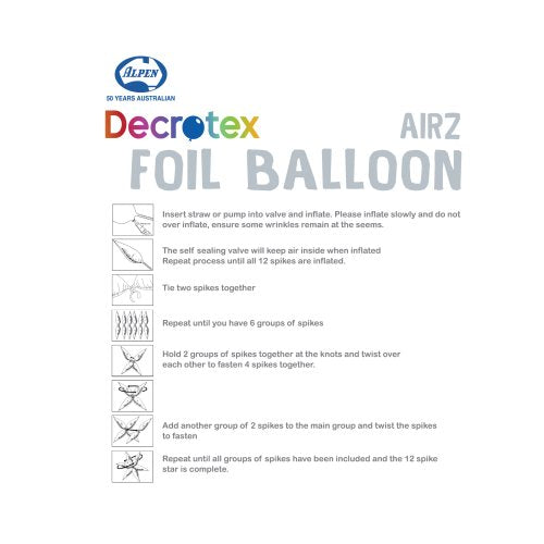 Iridescent star foil balloon, air-fill star balloon, multi-coloured foil balloon, birthday party balloon, festive balloon decoration, shimmering star-shaped balloon