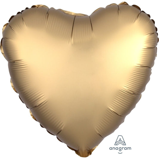 Satin Luxe Gold Sateen Anagram Heart Foil Balloon 45cm (18")