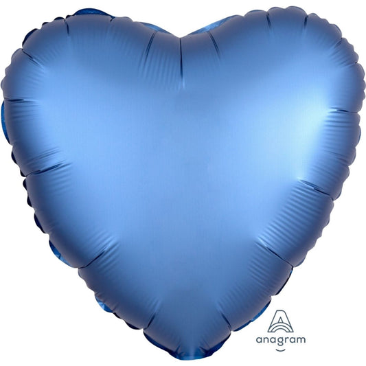 Satin Luxe Azure Blue Anagram Heart Foil Balloon 45cm (18")