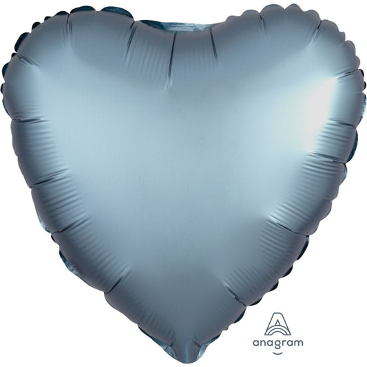 Satin Luxe Steel Blue Anagram Heart Foil Balloon 45cm (18")