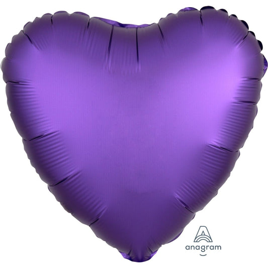 Satin Luxe Purple Royale Anagram Heart Foil Balloon 45cm (18")