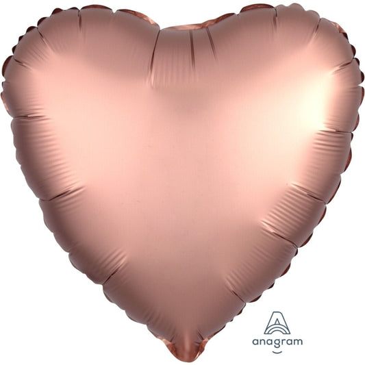 Satin Luxe Rose Copper Anagram Heart Foil Balloon 45cm (18")
