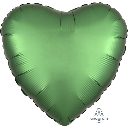 Satin Luxe Emerald Green Anagram Heart Foil Balloon 45cm (18")