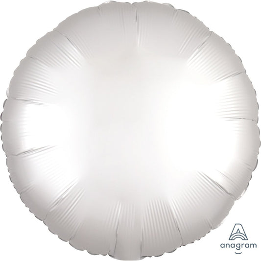 Satin Luxe White Anagram Round Foil Balloon 45cm (18")