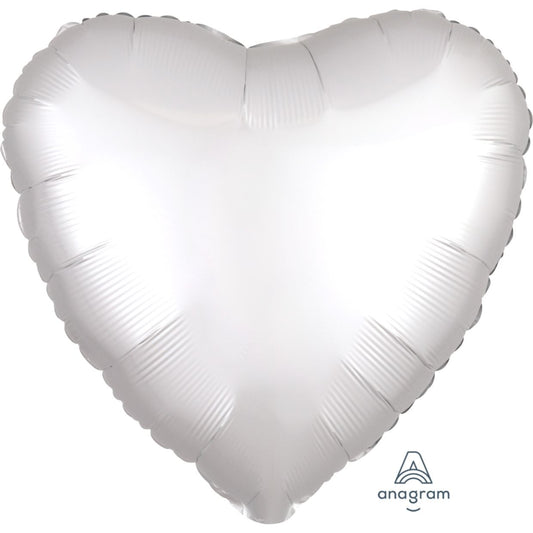 Satin Luxe White Anagram Heart Foil Balloon 45cm (18")