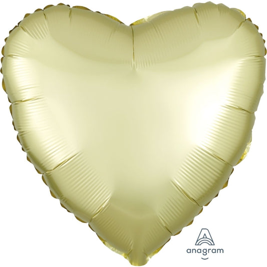 Satin Luxe Pastel Yellow Anagram Heart Foil Balloon 45cm (18")