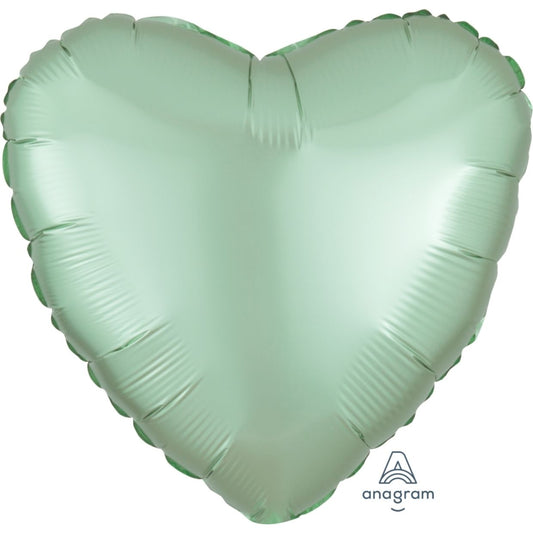 Satin Luxe Pastel Mint Anagram Heart Foil Balloon 45cm (18")