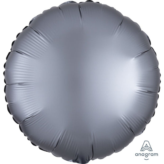 Satin Luxe Graphite Anagram Round Foil Balloon 45cm (18")