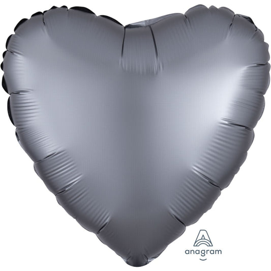 Satin Luxe Graphite Anagram Heart Foil Balloon 45cm (18")