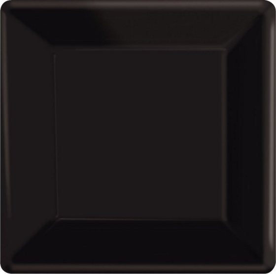 Black Square Paper Plates 23cm Amscan | 20 Pack
