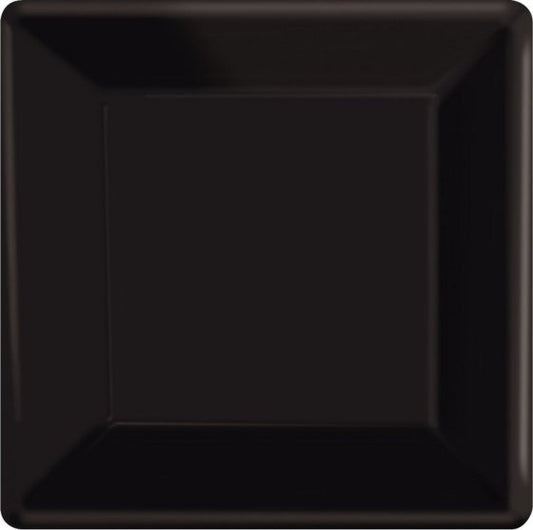 Black Square Paper Plates 23cm Amscan | 20 Pack