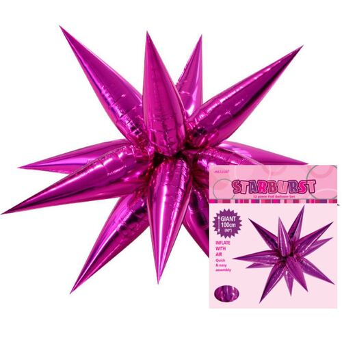 starburst foil balloon, hot pink starburst balloon, glitz starburst balloon 70cm, hot pink party balloons, helium foil balloon 70cm, self-sealing party balloon, reusable foil balloon, starburst balloon decoration, pink theme party balloon, foil balloon bouquet, birthday party foil balloon, metallic hot pink balloon, event decorations, vibrant foil balloon.
