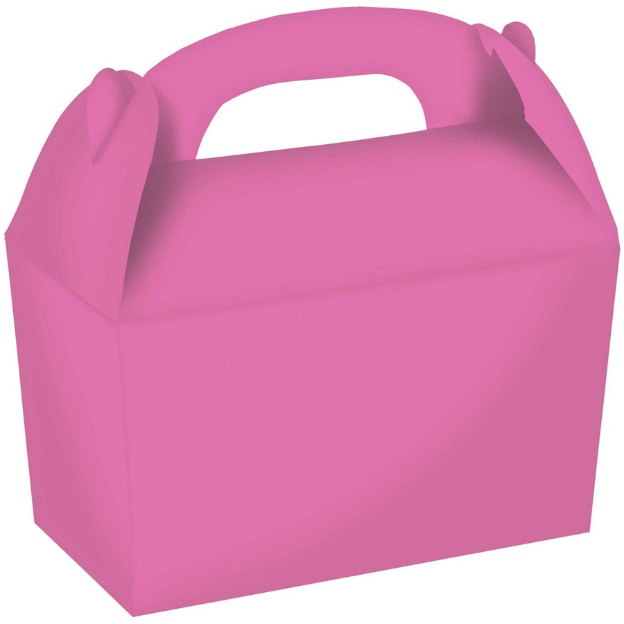 bright pink gable boxes, Amscan gable boxes, party favour boxes, gift boxes, treat boxes, 4 pack gable boxes, 15cm x 17.5cm x 10cm boxes, event packaging, party supplies, birthday gift boxes