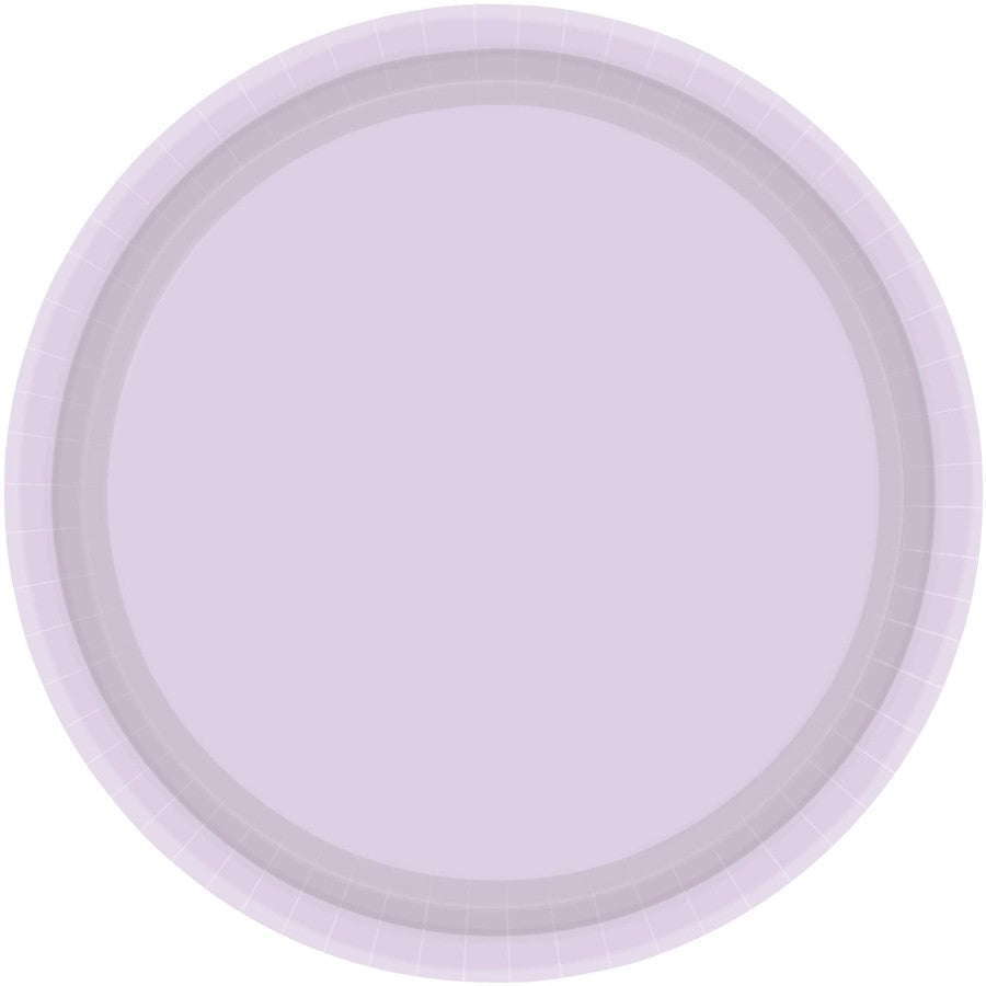 pastel lilac paper plates, round paper plates, Amscan plates, disposable party plates, pastel party supplies, 23cm paper plates, party plate pack, paper tableware