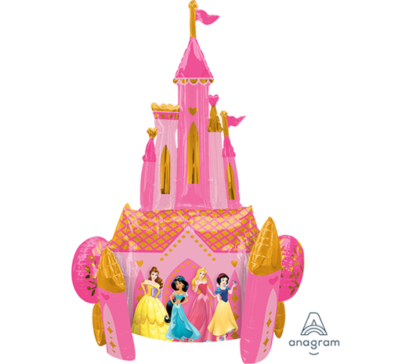 Here’s an improved **alt text** with more relevant keywords:  

**Alt Text:**  
Disney Princess Castle Balloon, AirWalker foil balloon, princess party decoration, Disney birthday balloon, Belle Jasmine Aurora Snow White balloon, large foil balloon, gliding balloon, princess theme party decor, helium balloon, reusable princess balloon, fairytale castle balloon, kids' birthday party balloon, Disney party supplies, inflatable princess castle