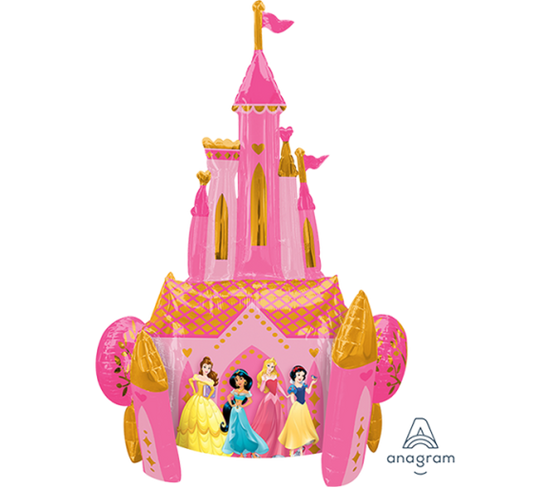 Here’s an improved **alt text** with more relevant keywords:  

**Alt Text:**  
Disney Princess Castle Balloon, AirWalker foil balloon, princess party decoration, Disney birthday balloon, Belle Jasmine Aurora Snow White balloon, large foil balloon, gliding balloon, princess theme party decor, helium balloon, reusable princess balloon, fairytale castle balloon, kids' birthday party balloon, Disney party supplies, inflatable princess castle