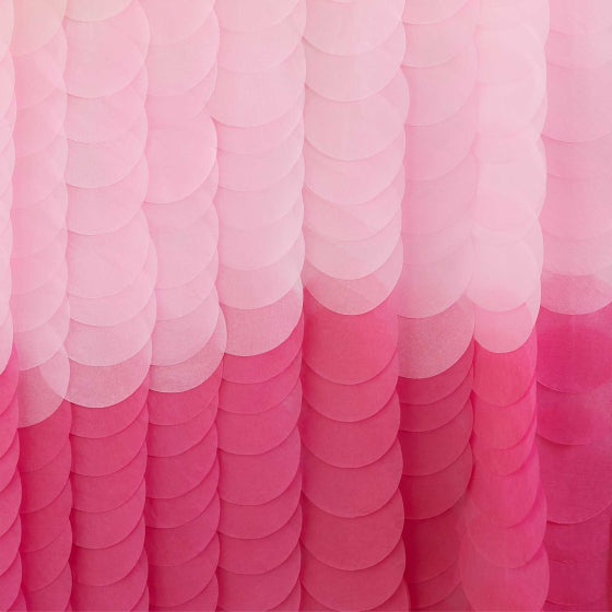 Ginger Ray pink ombre backdrop, tissue paper disc backdrop, 2m x 2m pink ombre backdrop, Ginger Ray party supplies, wall decoration backdrop, pink event backdrop, party backdrop for birthdays, baby shower wall decor, wedding photo backdrop, ombre tissue paper strands, hanging party backdrop, pink gradient backdrop, Ginger Ray event decor, photo corner backdrop, pink disc wall decoration, tissue paper party decor, 2m event backdrop, Ginger Ray tissue paper decor, party supplies Australia, hanging backdrop fo
