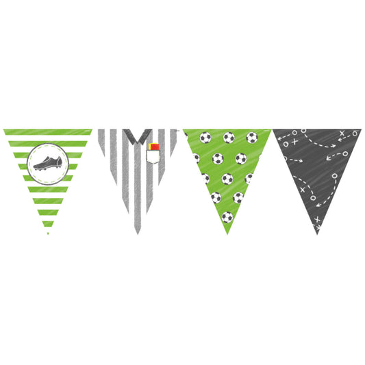soccer pennant banner, paper pennant banner, kids soccer party decoration, soccer themed banner, multicoloured party banner, soccer birthday banner, party decorations, Amscan banner, sports party decorations
