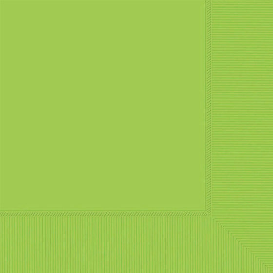 kiwi green lunch napkins, disposable green napkins, Amscan napkins, 16.5cm napkins, solid coloured napkins, party napkins, green napkins 40 pack, vibrant napkins
