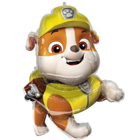 Paw Patrol Rubble balloon, SuperShape foil balloon, 53cm x 83cm balloon, Anagram balloon, kids' party decoration, reusable helium balloon, Paw Patrol-themed party, Rubble party supplies, cartoon balloon, kids' birthday balloon, party centrepiece, Paw Patrol character balloon, Brisbane party supplies, Queensland party decorations, helium balloon, party balloon bouquet, vibrant party balloon, birthday party ideas, cartoon character decoration.