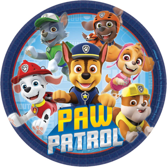 Paw Patrol Adventures paper plates, 17cm, Paw Patrol dessert plates, blue party plates, Chase, Marshall, Rocky, Rubble, Skye, Zuma plates, 8 pack Paw Patrol plates, kids' birthday party plates, Paw Patrol themed tableware, paper plates for desserts, fun kids' party plates, Paw Patrol plates for snacks, round Paw Patrol plates, disposable Paw Patrol plates, kids party plates, party tableware, Paw Patrol plate set, dessert plates for kids, birthday party tableware, cute Paw Patrol characters, themed party pla