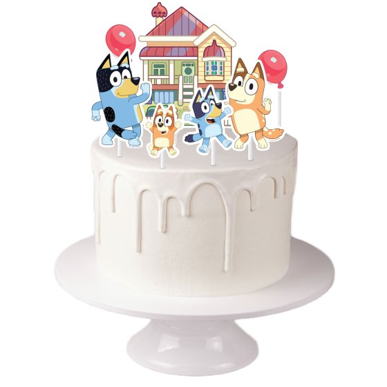 Bluey cake decorating kit, Bluey cake toppers, Bluey party supplies, 7-piece Bluey cake kit, Bluey birthday cake decorations, Bluey themed party supplies, Bluey cake accessories, kids' party cake toppers, assorted size Bluey decorations, Bluey cake decorating set, Bluey cake embellishments, Bluey party decorations Australia, Bluey cake décor for birthdays, Bluey themed cake decorations, Bluey and Bingo cake toppers, Bluey cake supplies, kids' party cake kit, Bluey cake décor pack, Bluey cake decorating piec